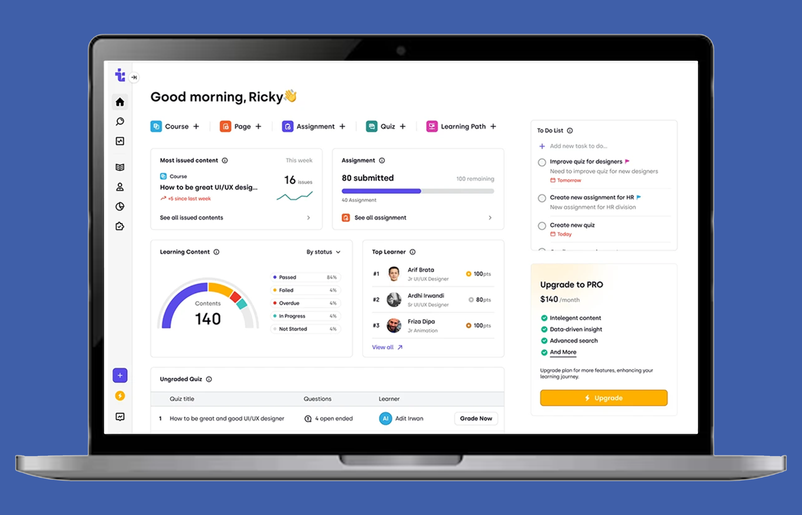 Learning Management System - Course Dashboard