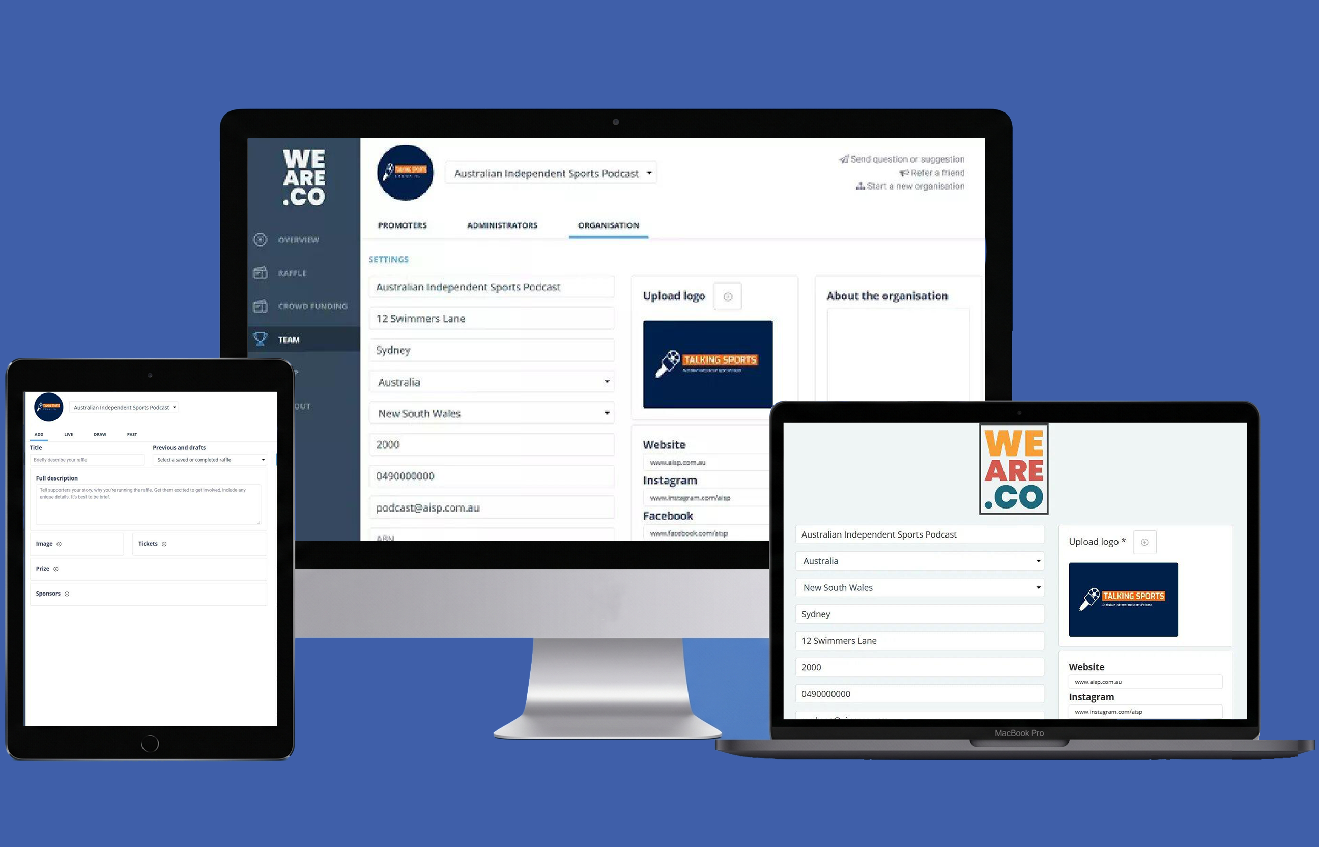 Online Raffle System Mockup