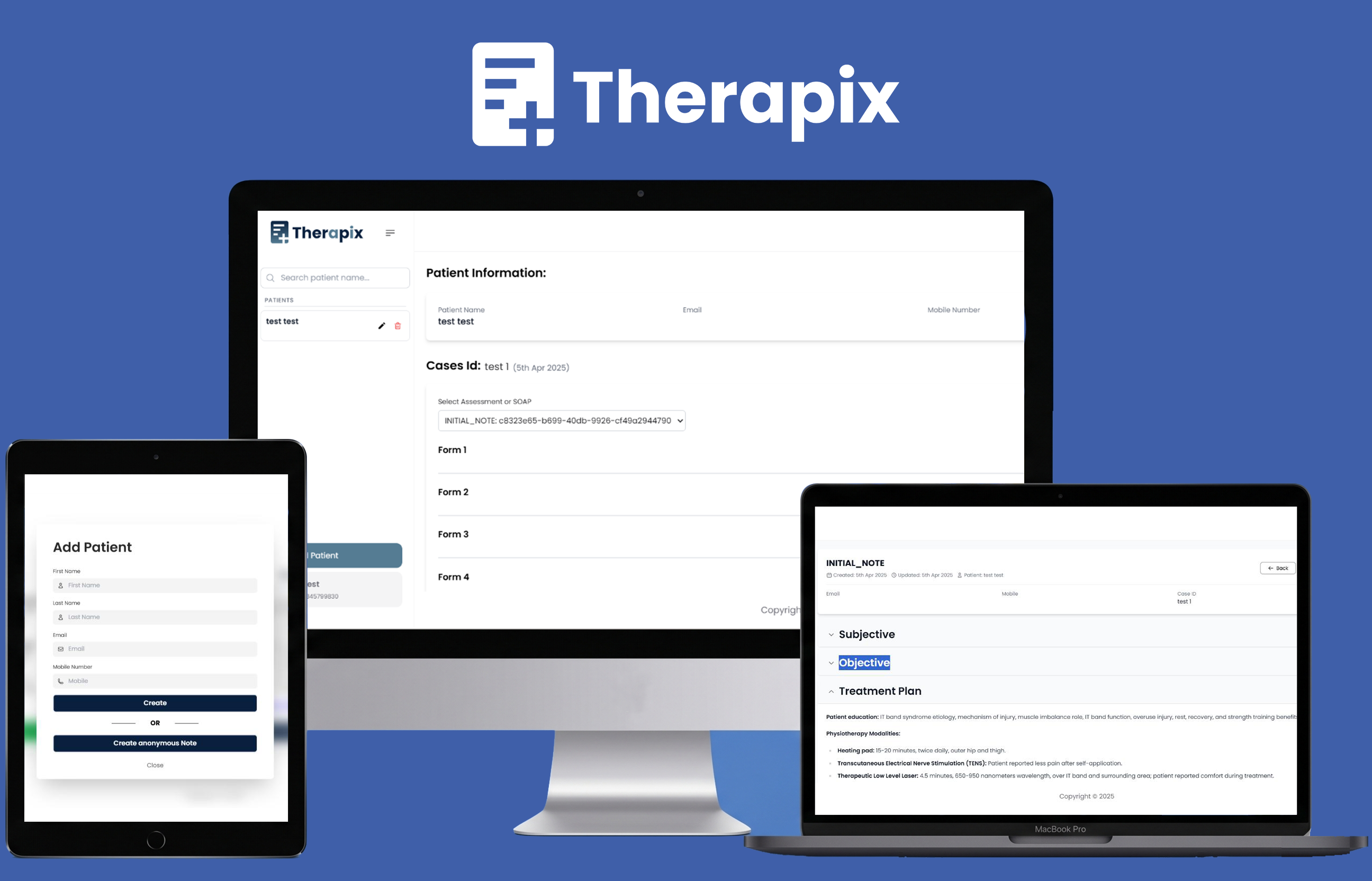 Therapix Clinical Documentation Mockup